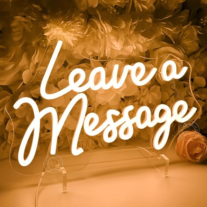 SYLHOME Leave A Message Led Neon Light Sign With Holder Base Guestbook Business Desk Table Wedding Reception Welcome Wall Decor Sign USB 13.8"X8.85"
