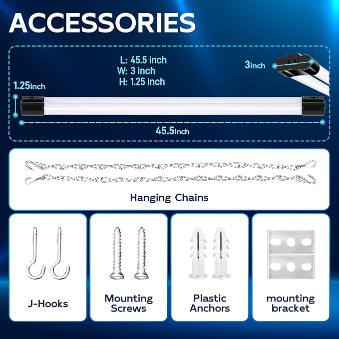 hykolity LED Shop Lights 4FT,60W(350W Equivalent),6500LM,5000K | Linkable Shop Light Plug and Play with Hanging/Surface Mount Kit,Shop Lights for Garage,Workshop,Warehouse,Black,4 Pack