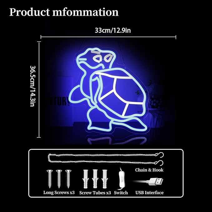 Turtle Neon Sign Led Neon Lights Neon Signs for Wall Decor Light Up Sign for Birthday Party Club Gift