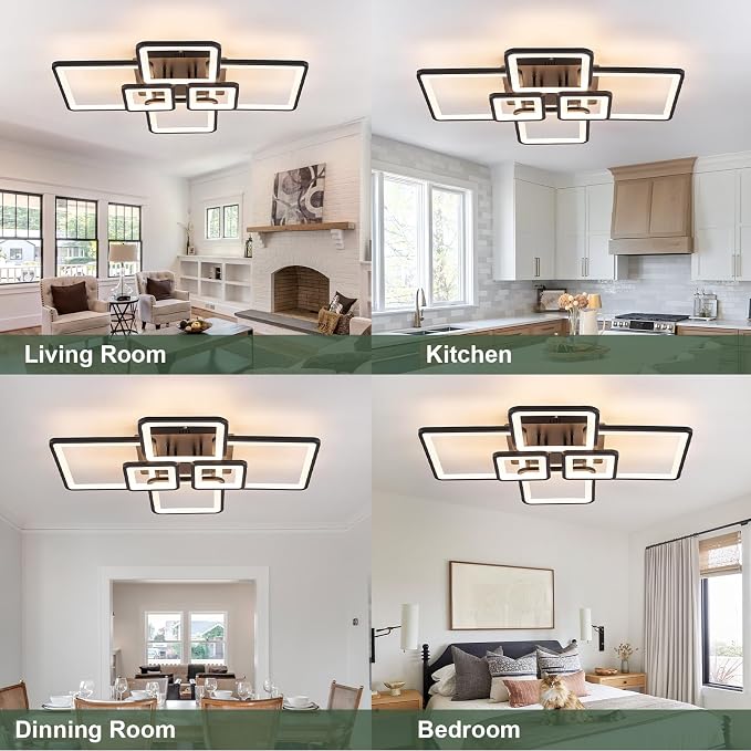 Modern LED Ceiling Light 31" 75W 2134LM Ceiling Light for Bedroom | 3000-6500K Remote Control APP Adjustable Color Temperature Brightness Memory Function Night Light Living Room Kitchen Timer