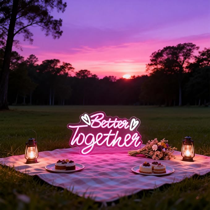 Neon Sign Led Neon Lights Neon Signs for Wall Decor USB Powered Led Neon Signs for Room Decoration (Better Together)
