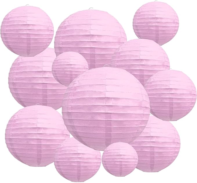 20Pcs Light Purple Paper Lanterns for Parties, 6” 8” 10” 12” Chinese Asian Hanging Round Paper Lanterns for Birthday Wedding Halloween Christmas Home Decor Party Decor