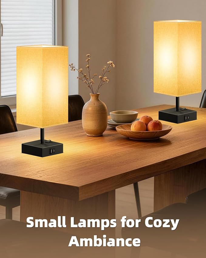 Set of 2 Smart RGB Dimmable Table Lamp Work with Alexa&APP&Remote Control | Bedside Desk Lamp with Charging Ports&Phone Stand, Music Sync Nightstand Lamp for Bedroom Living Room Office Dorm, Gray