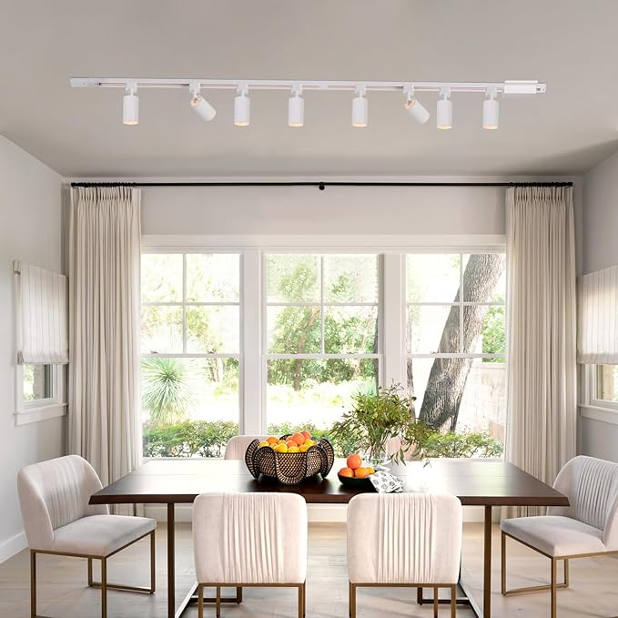 16 Lights LED Track Lighting Kit with 13FT H Track Lighting Rails & Floating Canopy Connector, GU10 Track Light Kit Modern Kitchen Track Lighting Fixtures Ceiling Spot Light, White - No Bulbs