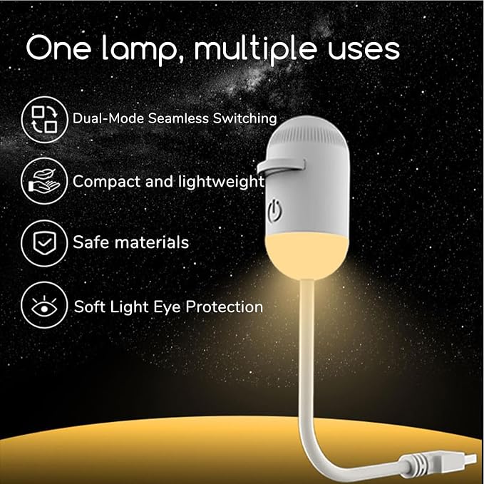 USB Star Projector Night Light 2-in-1 with 5 Projection Films for Bedroom | 360° Adjustable Direction, Touch Sensor Control, Dual-Mode Switching, USB Powered, Calm Sleep Companion for Bedroom & Car