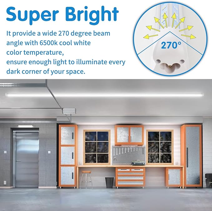 Led Shop Light 2ft, Led Shop Light,25W 6500K 3200LM Clear Cover,T8 LED Light Fixture,Ceiling and Utility Shop Lights, Linkable Light Fixture for Room, Garage, Workbench, Warehouse(2-Pack)
