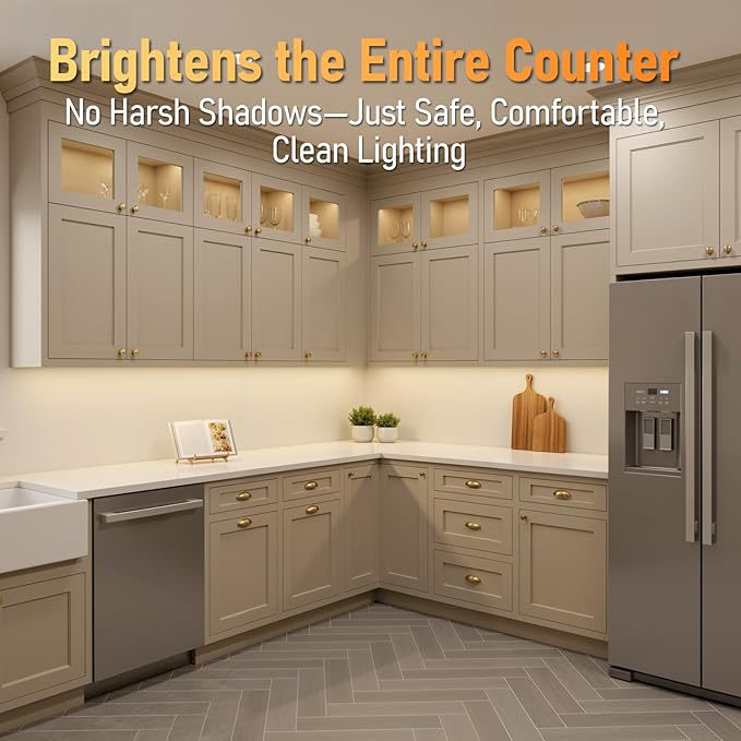 TORCHSTAR Ultra-Slim LED Under Cabinet Lighting Fits 42 Inch Cabinets, 5CCT 24W 1800LM, Hardwired & Plug-in, 120V CRI90 Linkable Dimmable Thin Under Counter Lights for Kitchen, ETL T24