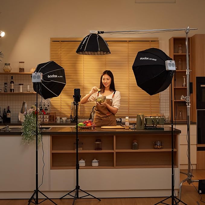 Godox ML100Bi Bi-Color LED Video Light, 120W 34300Lux@1M CRI 97+ TLCI 98+ 2800K-6500K, 11 FX Effects Photography Light, Portable LED Continuous Light