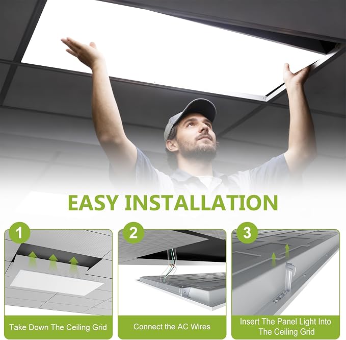 YXL 24 Pack 1x4 LED Flat Panel Light Drop Ceiling Light Fixture, 5200LM, 5CCT LED Drop Ceiling Office Light, 40W/35W/30W/25W/20W Selectable,6500K/5000K/4000K/3500K/3000K,Dimmable 0-10V,ETL