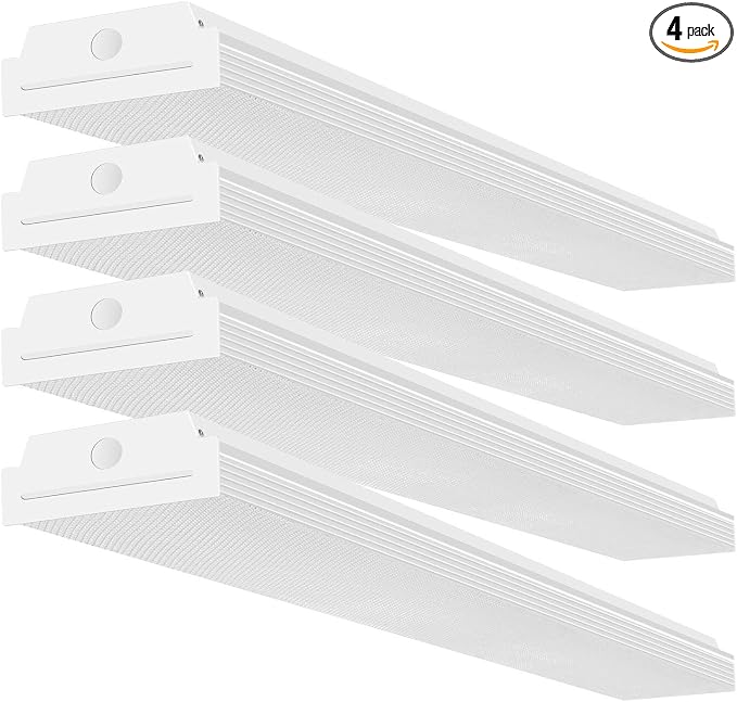 4FT LED Wraparound 40W Wrap Light, 4400lm, 4000K Neutral White, 4 Foot Shop Lights for Garage, 48 Inch LED Light Fixtures, Fluorescent Tube Replacement, 4 Pack