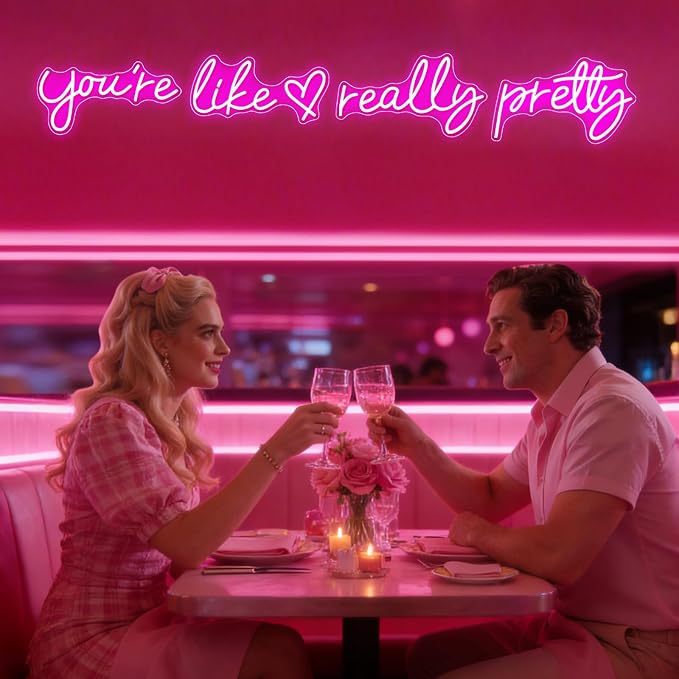 You're Like Really Pretty Neon Sign for Wall Decor (Hot Pink, 88.2in) | Super Large Style Neon Signs, Light Up Sign for Wedding, Engagement, Adapter Powered Led Neon Signs for Bedroom Decor