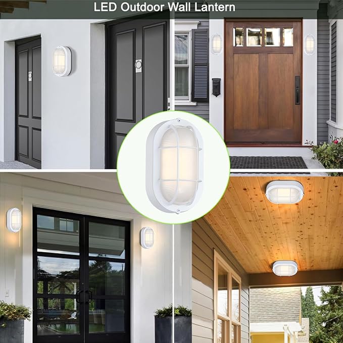 WISBEAM LED Bulkhead Light, Outdoor LED Wall Light for House, Dimmable, 6W Replace 60W, 450 Lumen 3000K Daylight White 80CRI, Waterproof, ETL Rated
