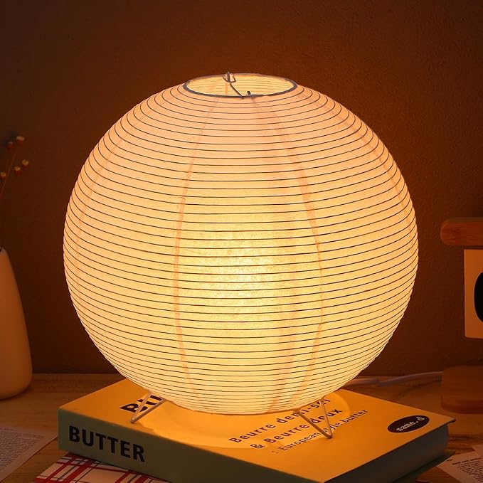 Paper Lantern Lamp: Floor Lamp Shield Japanese Style Standing Lampshade for Bedroom Desk and Nursery Bulb Included Minimalist Design with Base for Home Decor