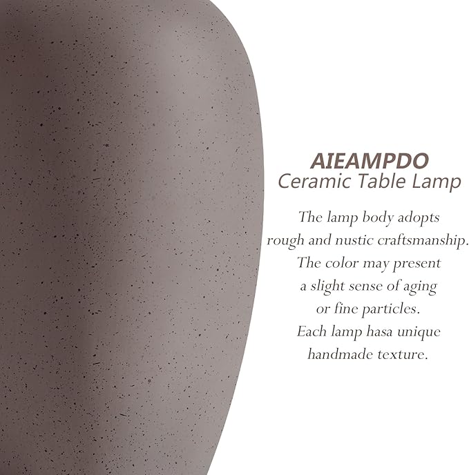 AIEAMPDO 21'' Set of 2 Farmhouse Ceramic Small Table Lamps for Living Room Bedroom, Nightstand Rustic Brown Desk Lamp for Bedside End Table Entryway, 2 LED Bulbs Included