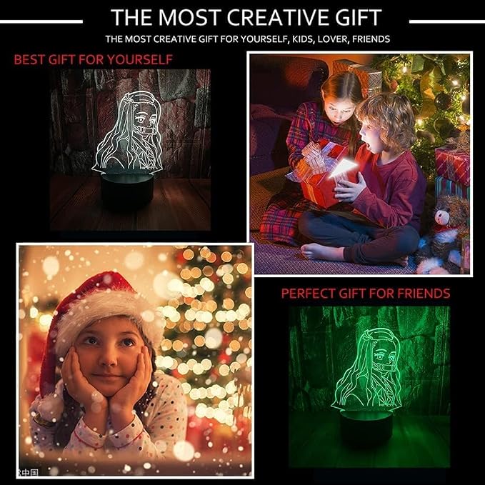 Cute Anime Figure Character 3D LED Optical Illusion Sleep Night Light | Suitable for Nezuko with Remote 16 Colors Bedroom Decor Table Lamp Birthday for Child Kids