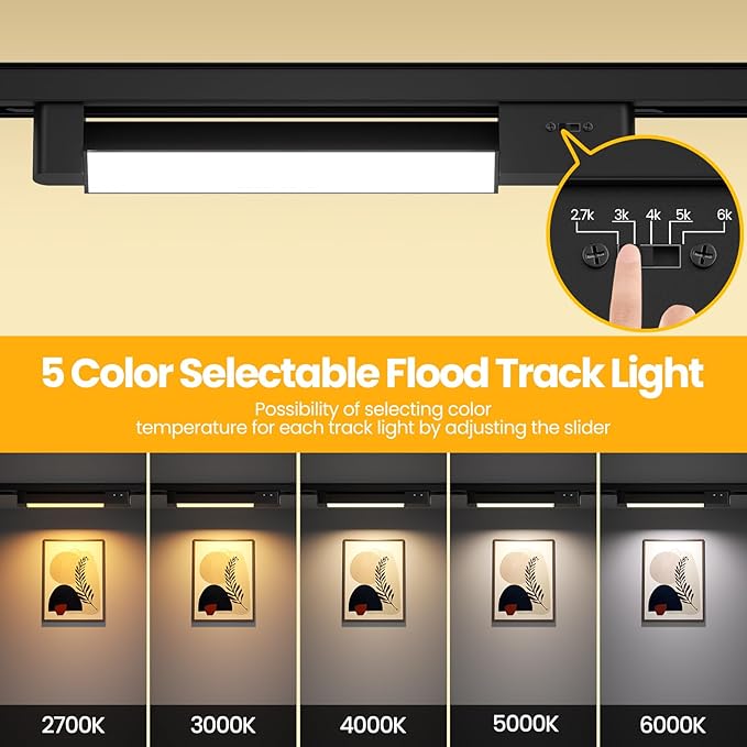 5 Color Linear H Track Lighting Heads H Type Track Light Heads Dimmable LED Track Lighting Fixtures Ceiling Spotlight, H Style Track Heads for H Track Lighting Rails - Black CRI90 25W 2 Pack