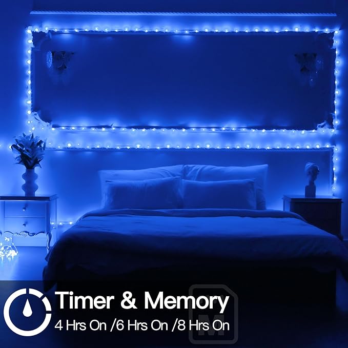 50ft LED Waterproof Rope Lights, String Lights with Remote, 8 Modes IP68 Waterproof Timer for Indoor Outdoor Blue Rope Lights for Outside (Blue)