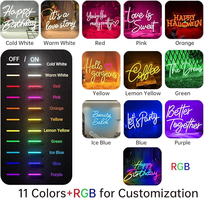 Custom Neon Signs, Personalized Neon Lights Sign, Neon Sign Customizable for Wall Decor Wedding Birthday Party Bedroom Bar Shop Name Logo Gift