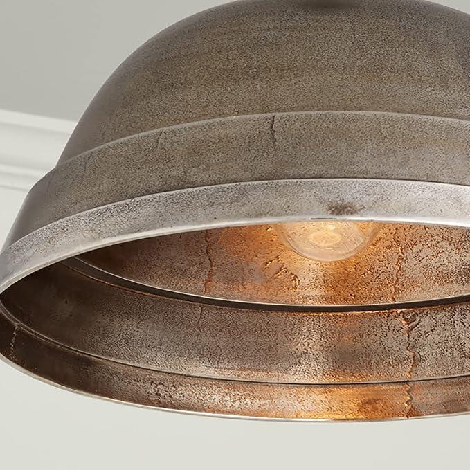 Capital Lighting 330311XN Sedona Handcrafted Sand-Cast Aluminum Industrial Metal Dome Pendant, 1-Light 100 Watts, 12" H x 18" W, Oxidized Nickel
