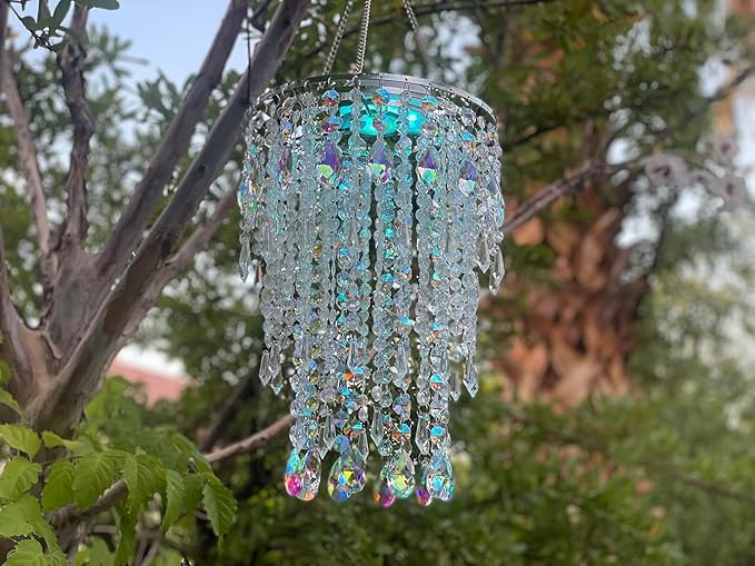Sparkling Iridescent Beaded Chandeliers 8.6 inches Diameter for Wedding Centerpiece Living Room Bedroom Event Party Gold