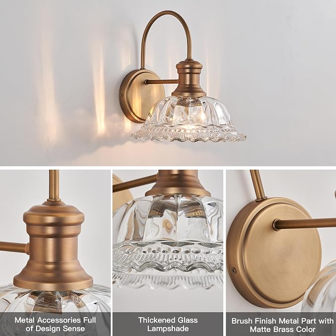 HDDFL Wall Scones Matte Brass Wall Lighting Fixture Vintage Indoor Lamp for Bedroom Living Room Door Header