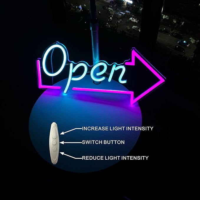 OPEN Neon Sign for Business，18"x8.3" Neon Open Signs for Business with ON/OFF Switch for Storefront Window Glass Door Shop Store Florists Bar Salon Cafes Restaurant