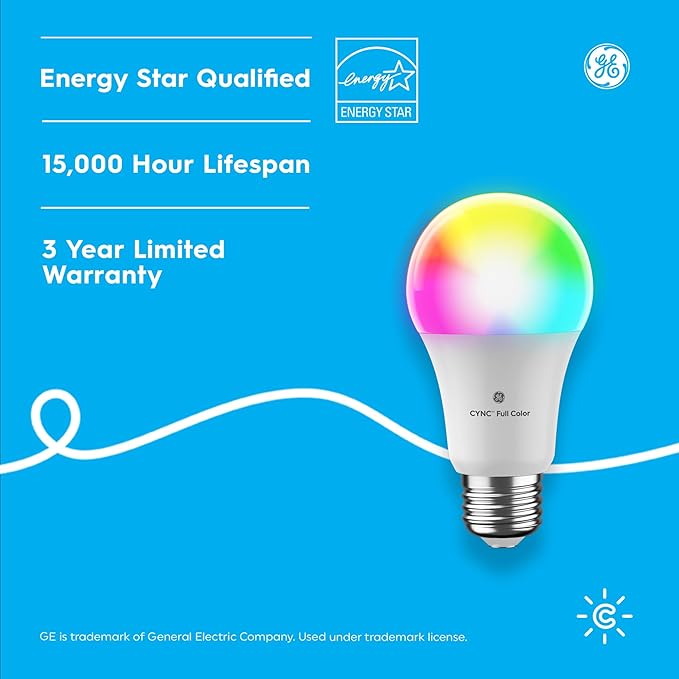 Cync GE A21 Smart LED Light Bulbs, Color Changing Room Decor, Bluetooth and WiFi Light Bulbs, 100W Equivalent, Work with Amazon Alexa and Google Home (4 Pack)