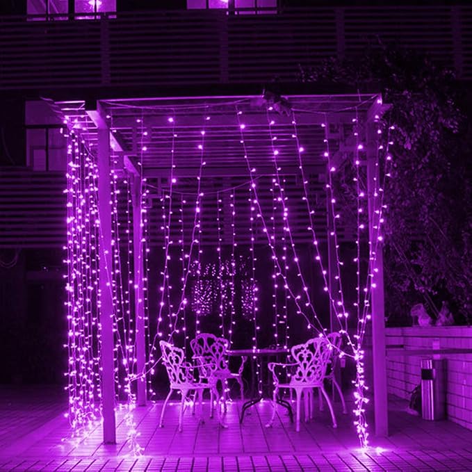 Twinkle Star LED String Curtain Light, Purple, 6 Inches | Indoor Outdoor, Halloween Wedding Party, Home Garden Bedroom Wall Decoration