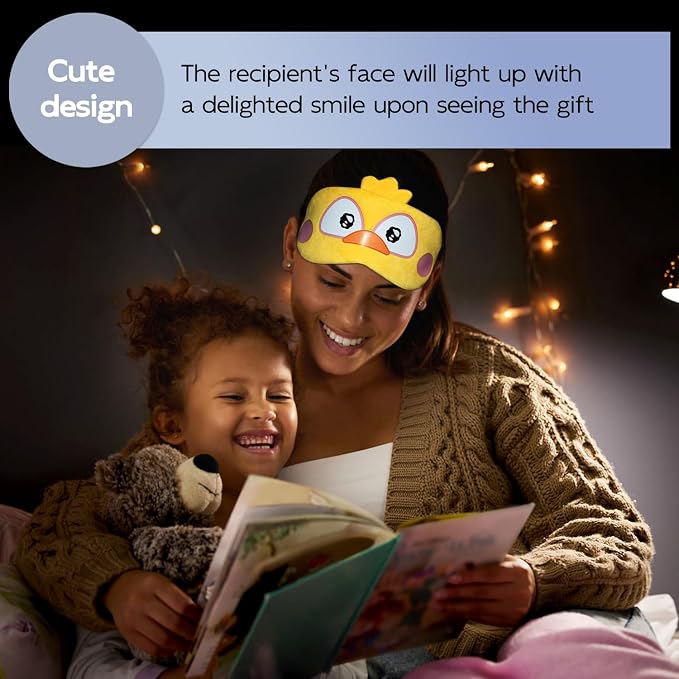 Cute Sleep Masks Cartoon Animal Eye Mask Plush Sleeping Mask & Travel Blindfold - Funny Novelty Eye Shade for Women Men (Chick)