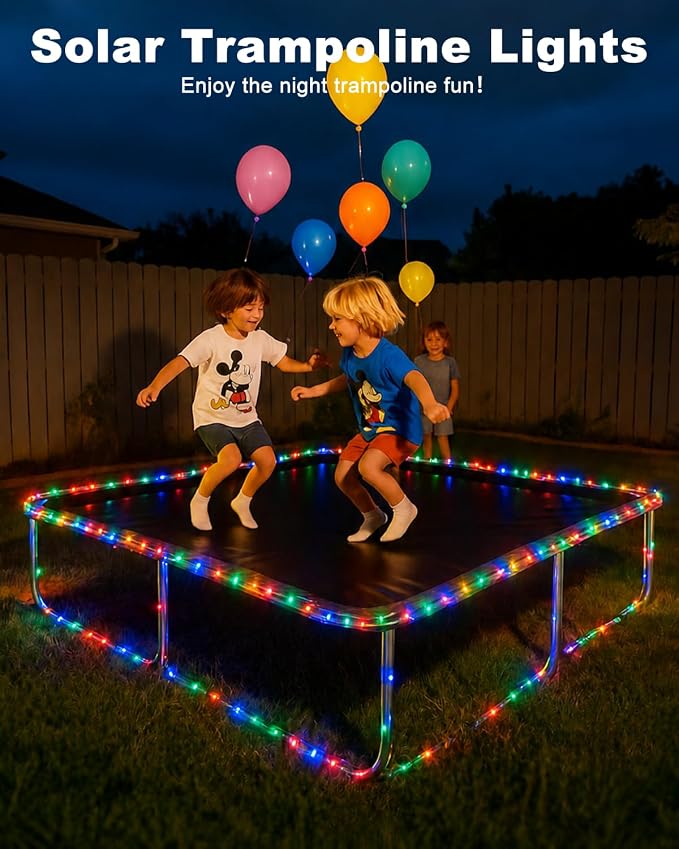 btfarm Solar Rope Lights, 120LED 46FT String Lights Outdoor Waterproof | 8 Modes, Timer Memory Function, Tube Trampoline lighting for Outside Garden Tree Christmas Yard Patio Decor, Multicolor