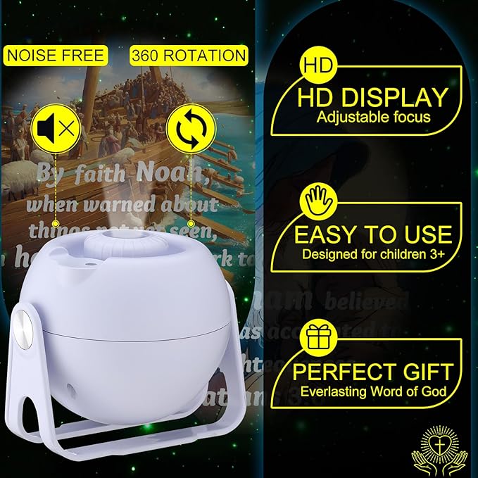 Bible Verses Projector Galaxy Projector Includes 6 Interchangeable Christian Discs Night Light Set Project Religious on Walls or Ceilings for Gift