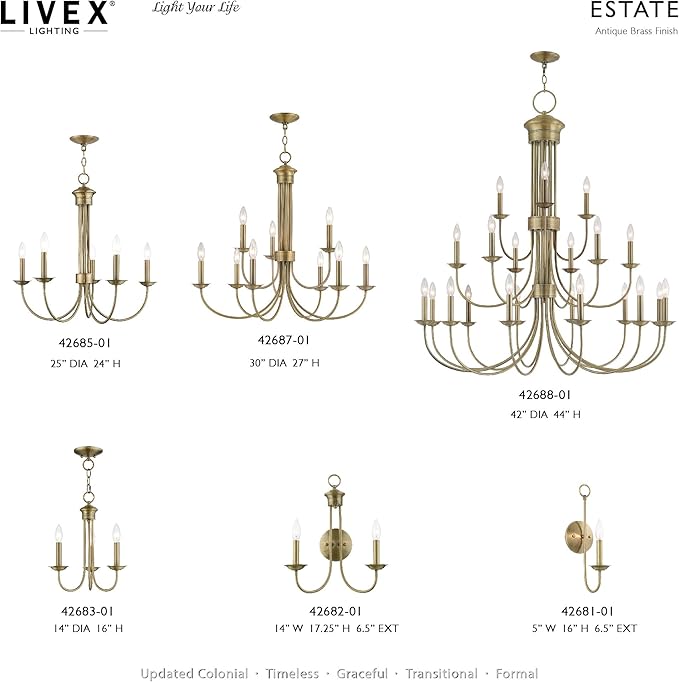 Livex Lighting 42683-01 Mini Chandelier, Medium, Antique Brass