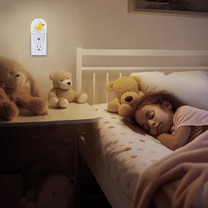 Yellow Rubber Duck Night Light, Cartoon Cute Night Light Plug into Wall with Dusk to Dawn Sensor, LED Lamp Energy Saving Lights for Men Women Boys Girls,Lamp for Bedroom Bathroom Hallway