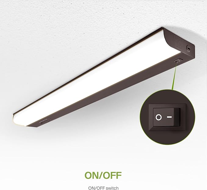 ASD 12 Pack 24 Inch Hardwired LED Under Cabinet Lights, On/Off & 5CCT Switch 2700K-5000K, 12W 1051LM, Direct Wire Low Profile Linkable Fixture, Dimmable Under Counter Kitchen Lighting, Bronze, UL