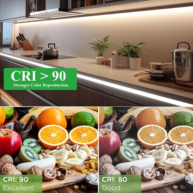 JOYLIT COB LED Strip 24V 32.8FT 4000K Dimmable for Cabinets, Closets | CRI 90+, 120° Narrow Beam, 384 LEDs/m Natural White, Dot-less No Dark Spot, Cuttable , Easy Peel & Stick ( Strip Only )