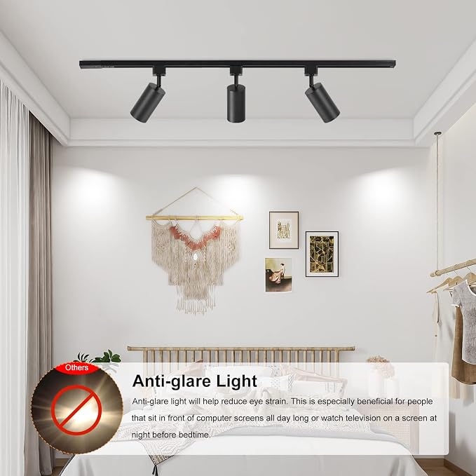 VANoopee GU10 Track Lighting Heads H Type Black LED Track Light Heads Compatible with Halo Style System, MR16 GU10 Base Adapter Ceiling Spot Light Fixture Direction Adjustable, Pack of 4, No Bulbs