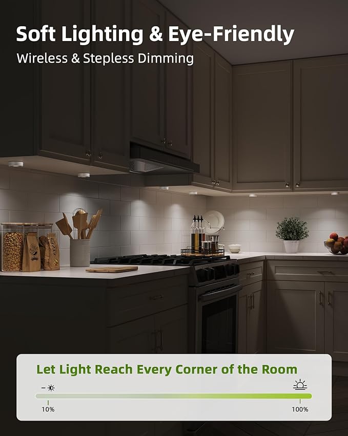 EZVALO LED Puck Lights, 50Lumens, Touch Light, 2.5'' Mini Tap Light, Rechargeable Sitck On Tap Lamp, 3 Color Temps, Under Cabinet Lights Wireless, Ideal for Kitchen,Closet,Pantry,Camper(4 Pack)