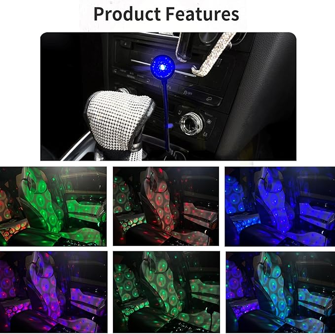 2Pcs USB Projector Night Light,Adjustable Atmosphere Car Roof Interior Lights Portable Star Lights,Neon Decorative Light for Car,Ceiling,Bedroom,Party,4 Colors & 9 Functions,Voice Control