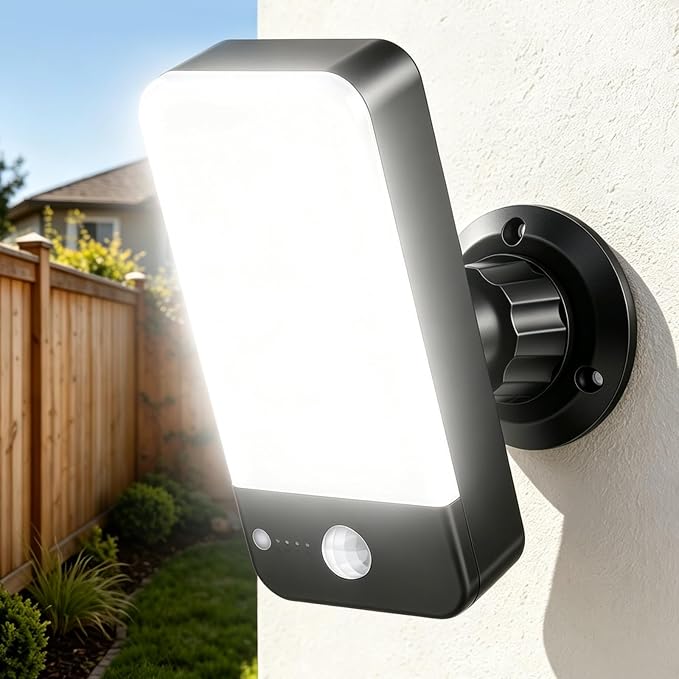 Rechargeable Battery Motion Sensor Outdoor Light | 10000mAh battery, remote control, 3 modes, 3 color temperatures, IP65 waterproof, security light for porch, garage, tool room