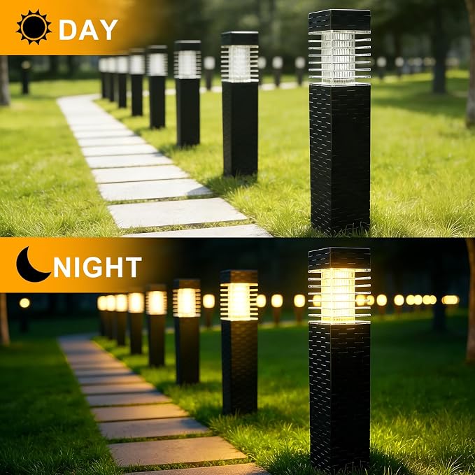 SUNNYPARK 8 Pack Solar Pathway Lights Outdoor | Rattan Style, Modern Design, Waterproof, LED Landscape Lights for Walkway, Driveway, Patio, Yard