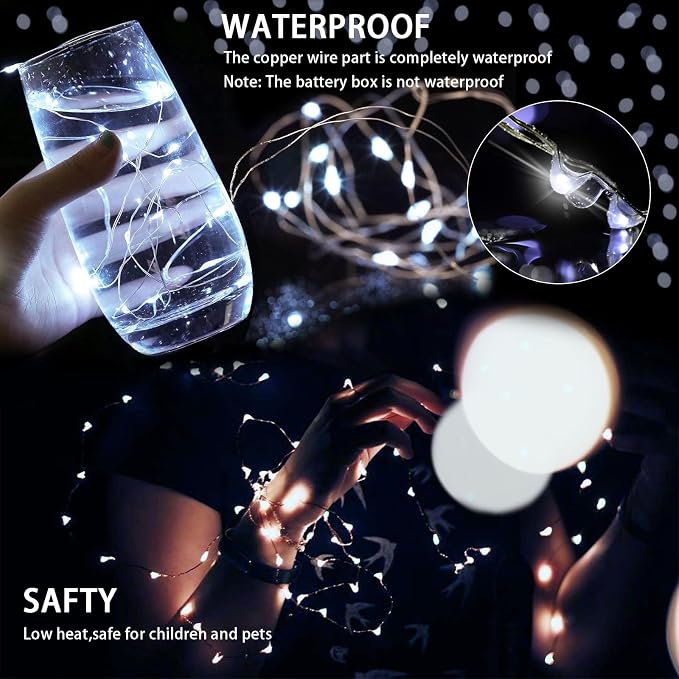 6 Pack Fairy Lights Battery Operated with Remote Timer 8 Lighting Modes,7ft 20 LED Waterproof Mini String Lights for Halloween Christmas Table Centerpieces Bedroom Decorations,White