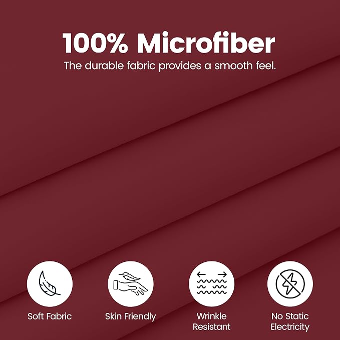 Utopia Bedding Queen Bed Skirt - Soft Quadruple Pleated Ruffle - Easy Fit with 16 Inch Tailored Drop - Hotel Quality, Shrinkage and Fade Resistant (Queen, Burgundy) | Easy Fit Design, Shrinkage & Fade Resistant, Hotel Style, Microfiber Durable Fabric, ...