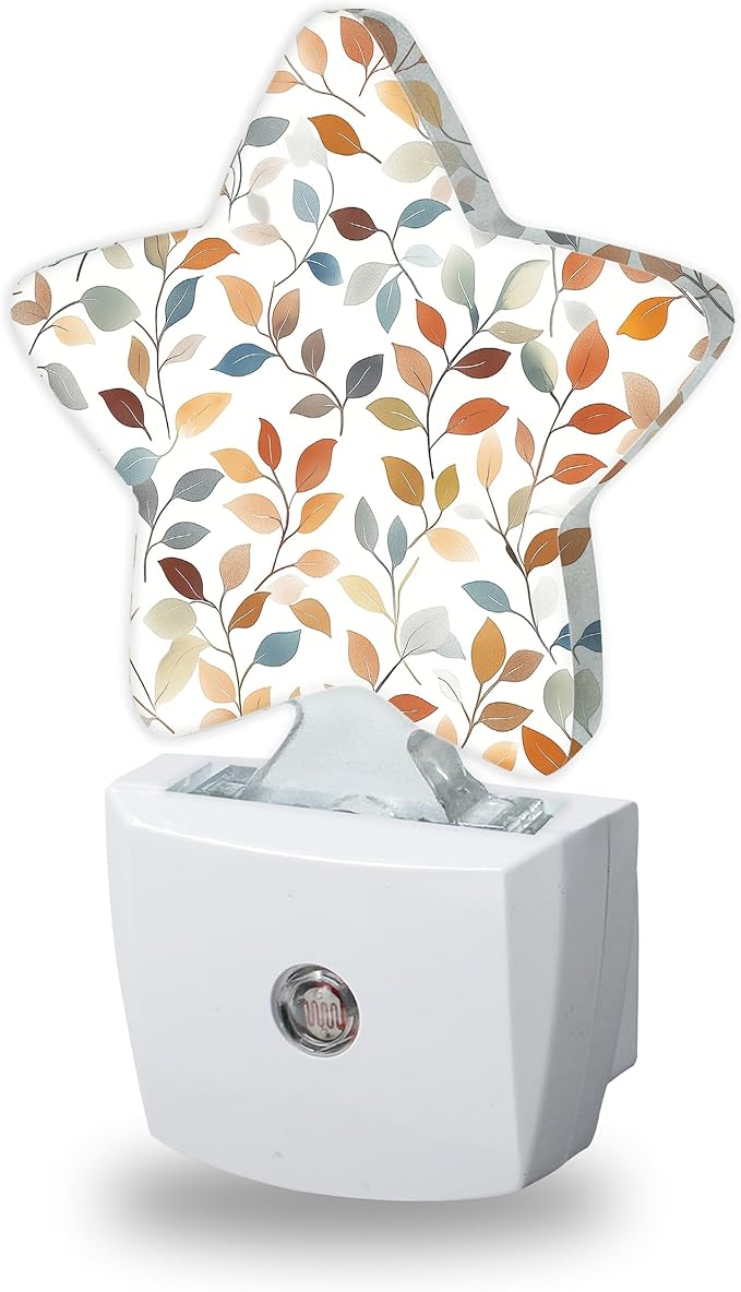 Fall Leaves Night Light for Kids,Watercolor Leaf Night Lights Plug Into Wall, Lightweight Dusk to Dawn Light Sensor Warm Nightlights for Girls Boys Bedroom Nursery Basement
