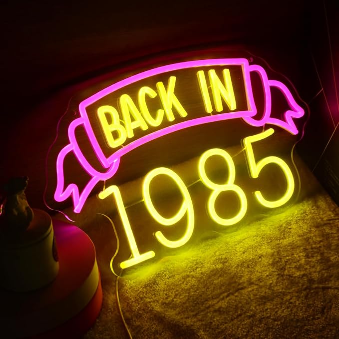 Back in 1985 Neon Signs 40th Birthday Party Decorations 40 Year Old Gift for Men Women Forty Neon LED Light for Anniversary 40th Class Reunion Wedding Happy Birthday 1985 Theme Party Wall Decor