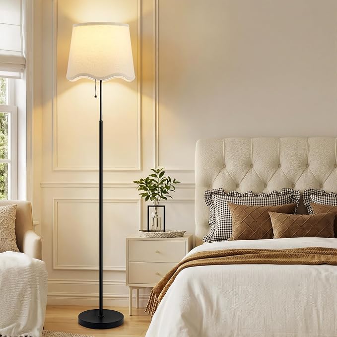 Floor Lamps for Living Room & Bedroom, 60" Modern Tall Standing Lamp, 3CCT | Lamps for Office, Classroom, Bedside, Linen Lampshade, Pull Chain Switch, Modern Design, Anti-glare Lighting, Easy Assembly