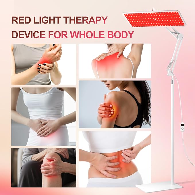 Morfone Red Light Therapy for Body Face Tri-Wavelength 660nm, 850nm, 940nm | LED Infrared Light Therapy Lamp Panel with Adjustable Stand Protective Glasses, Home Use, Gift for Women Girl, White M