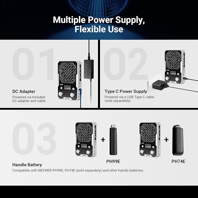 NEEWER 100W Ultra Compact LED Video Light APP/Panel Control, Pocket Size Bi Color COB Continuous Output Lighting with 4 Dimming Curves/2700K-6500K/CRI96+ for Studio Photography Recording, FS100B
