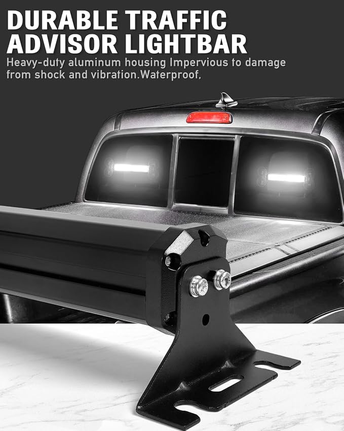 HLauto 1002L Emergency Strobe Traffic Advisor Light Bar: 40 LED Dash Safety Warning Flashing Light, Front/Rear Windshield Visor Lights for Construction Vehicle, Tow/Plow Truck (2x10.7inch, White)