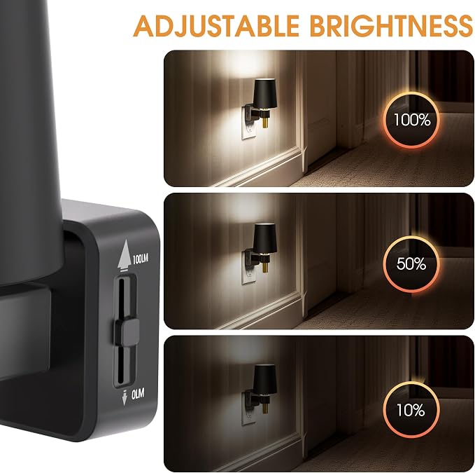 Night Light, Dimmable Night Lights Plug into Wall, Daylight White | Dusk to Dawn Sensor, 0-100LM, Plug in NightLight, Vintage Night Light Compact for Hallway Bedroom Stairwa