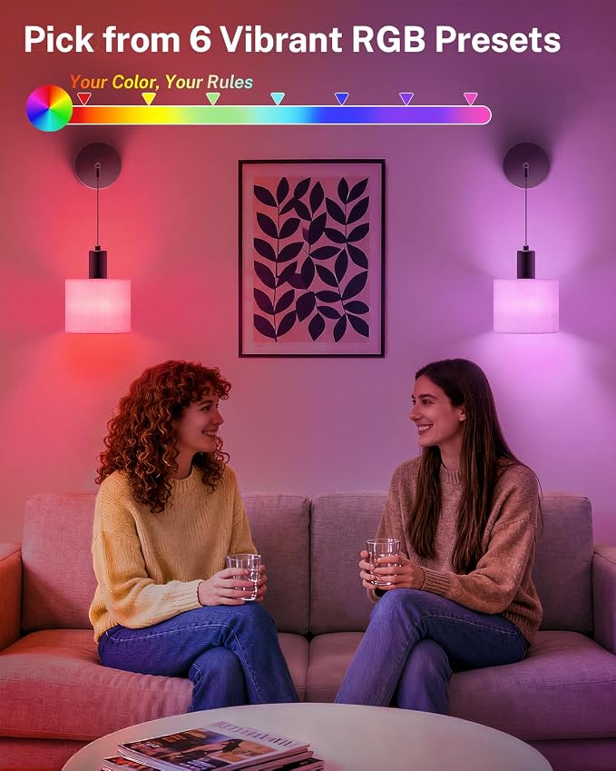 SAIMAND Battery Operated Wall Sconces Set of 2,Wireless Rechargeable Lights | Modern Cordless Wall Sconces with Remote Control, 9-Color Dimmable LED Lamps for Bedrooms, Living Rooms and Hallways (Black)